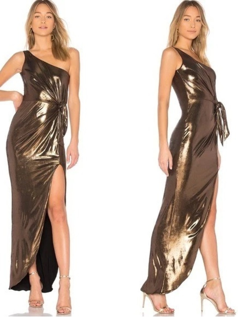 NOOKIE - Disco Drape Dress in Bronze in XS